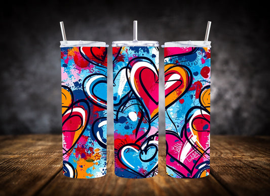 20oz Tumbler- Graffiti Hearts Collection