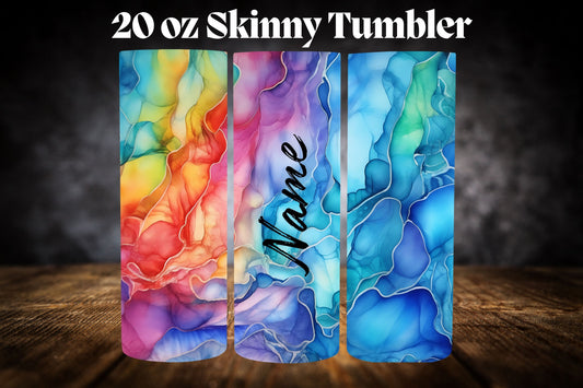 20oz Tumbler- Ink Watercolor W/Name