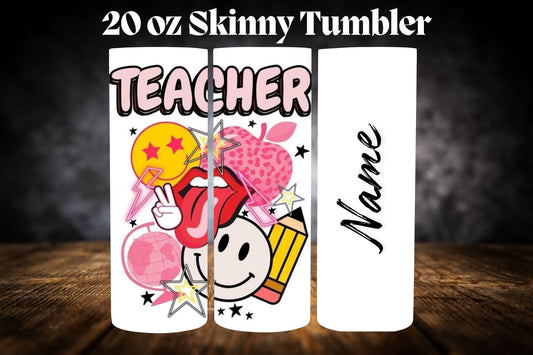 20oz Tumbler- Teacher-Smiley Face W/Name