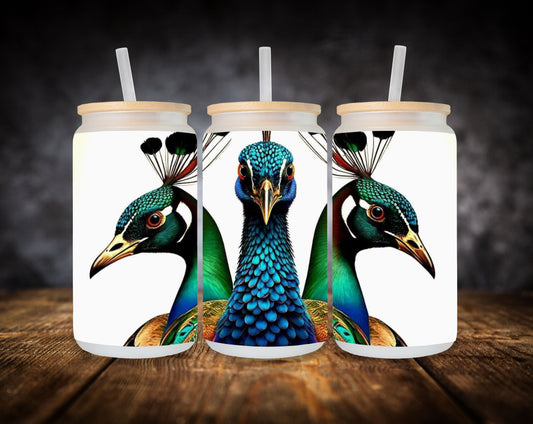 Glass Can- Peacocks-Multi