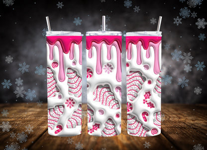 20oz Tumbler Hot Pink Christmas Tree