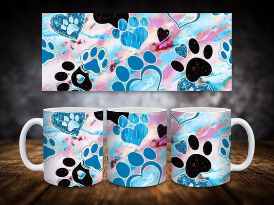 Coffee Mug-Blue Dog Paws