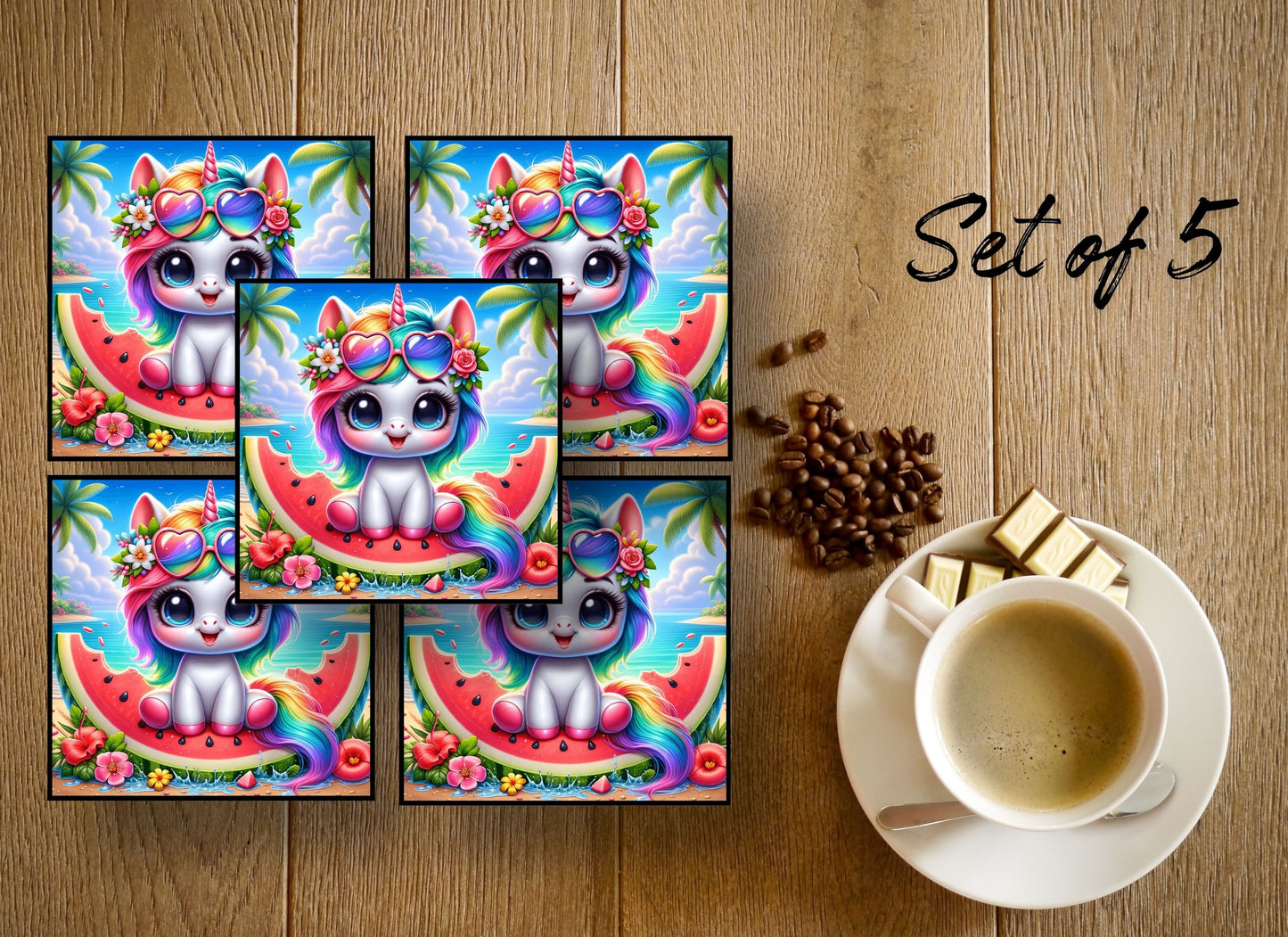 Drink Coasters- Summer Unicorns
