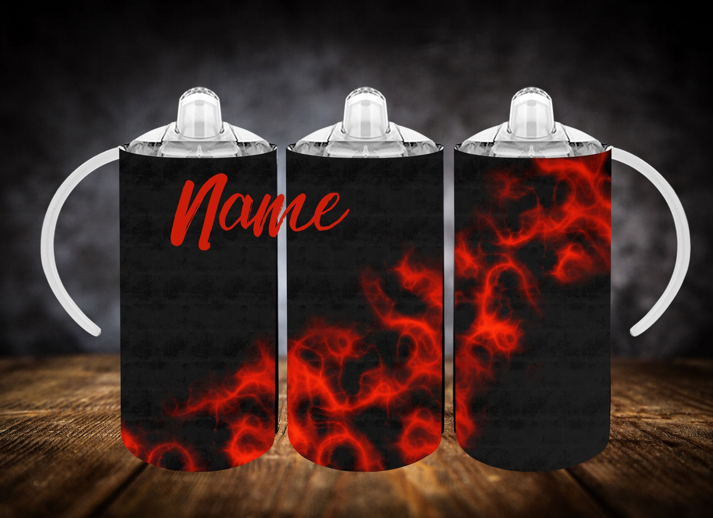 Sippy Cup-Color Flames W/Name