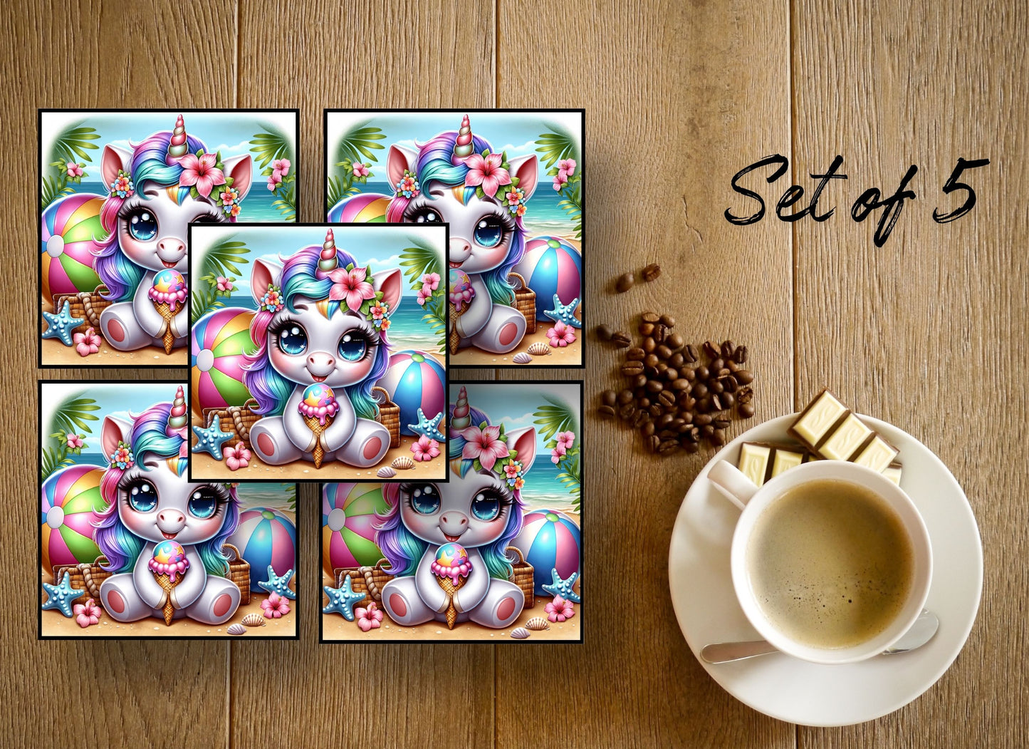 Drink Coasters- Summer Unicorns