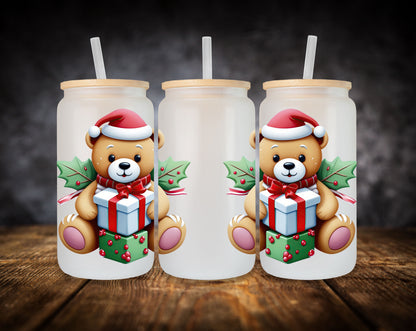 Glass Can- Christmas Bears