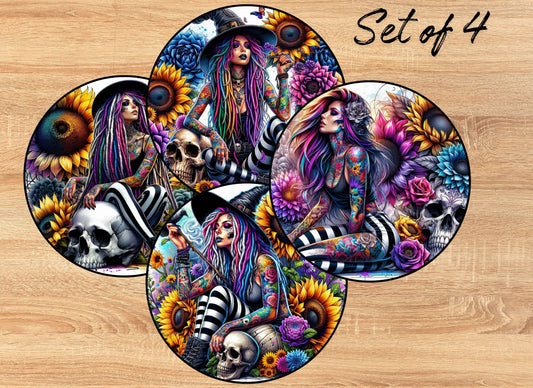Drink Coaster- Sugar Skull Sunflowers