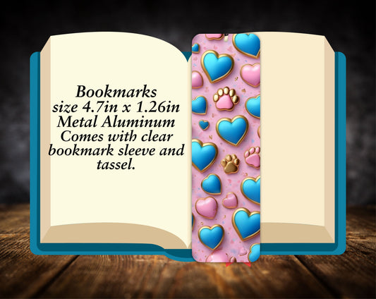 Hearts & Paw Prints-Pink/Blue