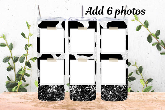 20oz Photo Tumbler Cow Print Glitter 6