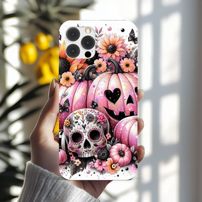 iPhone Case Cute Pumpkin Skull Flowers