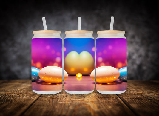 Glass Can- Graphic Easter Eggs