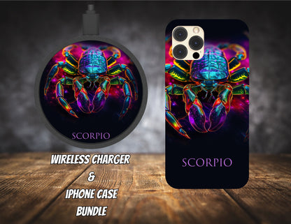 Matching iPhone Case and Wireless Charger- Zodiac Scorpio