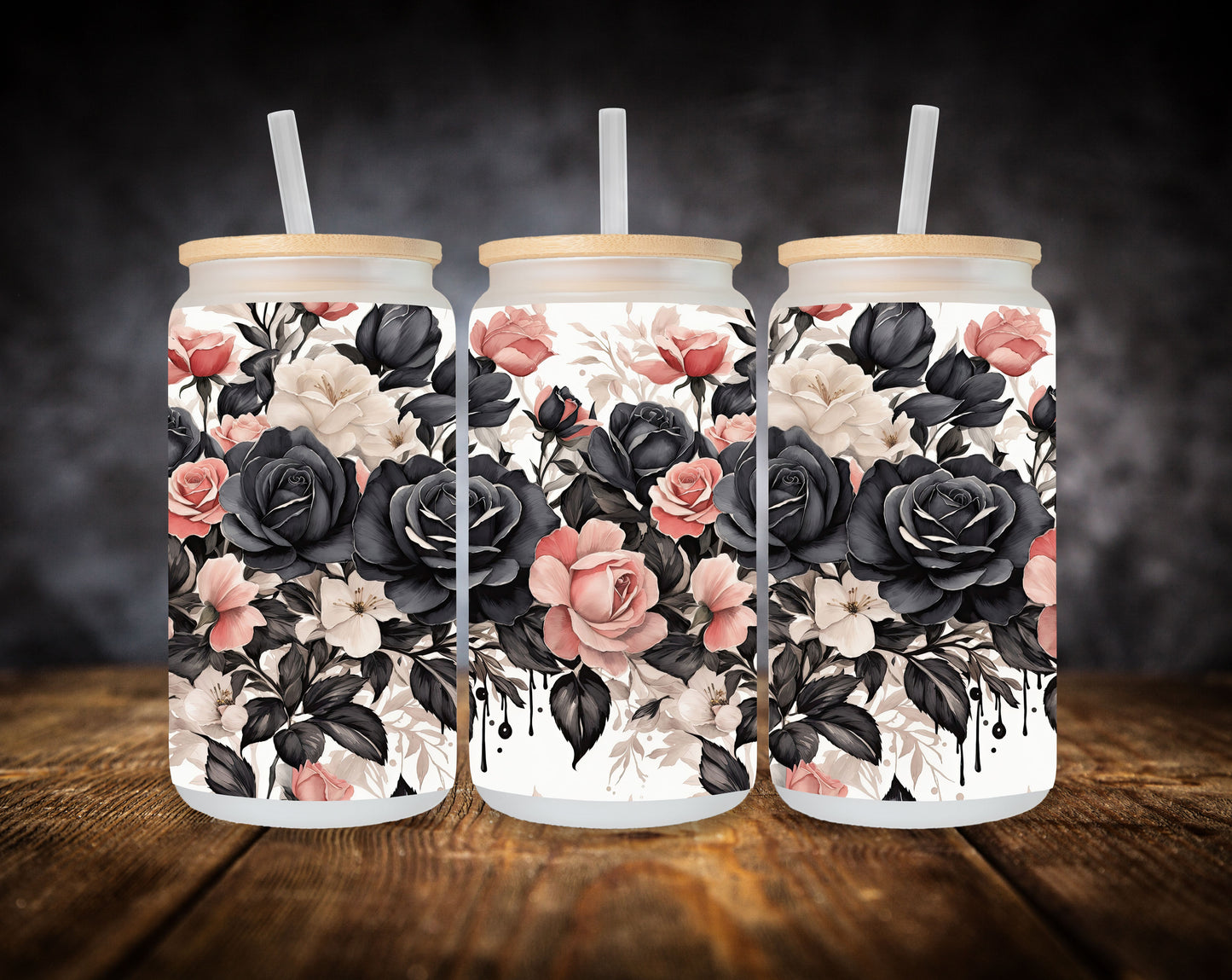 Glass Can- Dark Roses