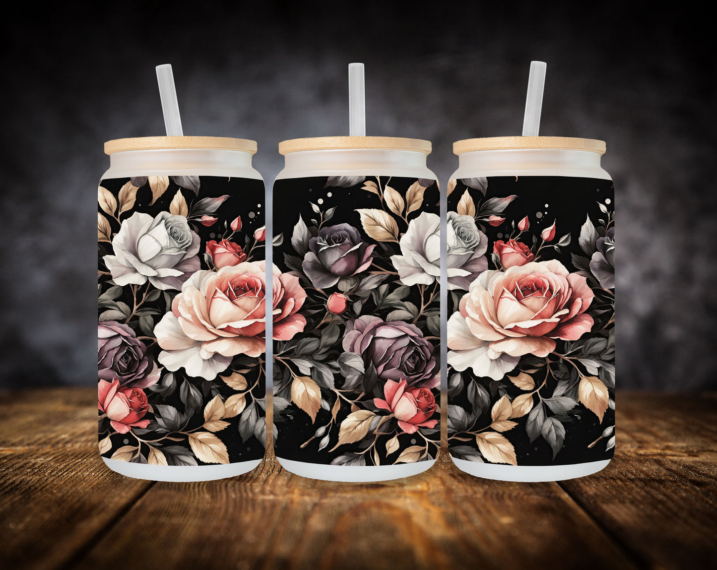 Glass Can- Dark Roses