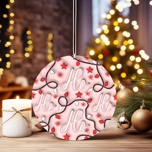 Christmas Ornament Pink Ho Ho Ho