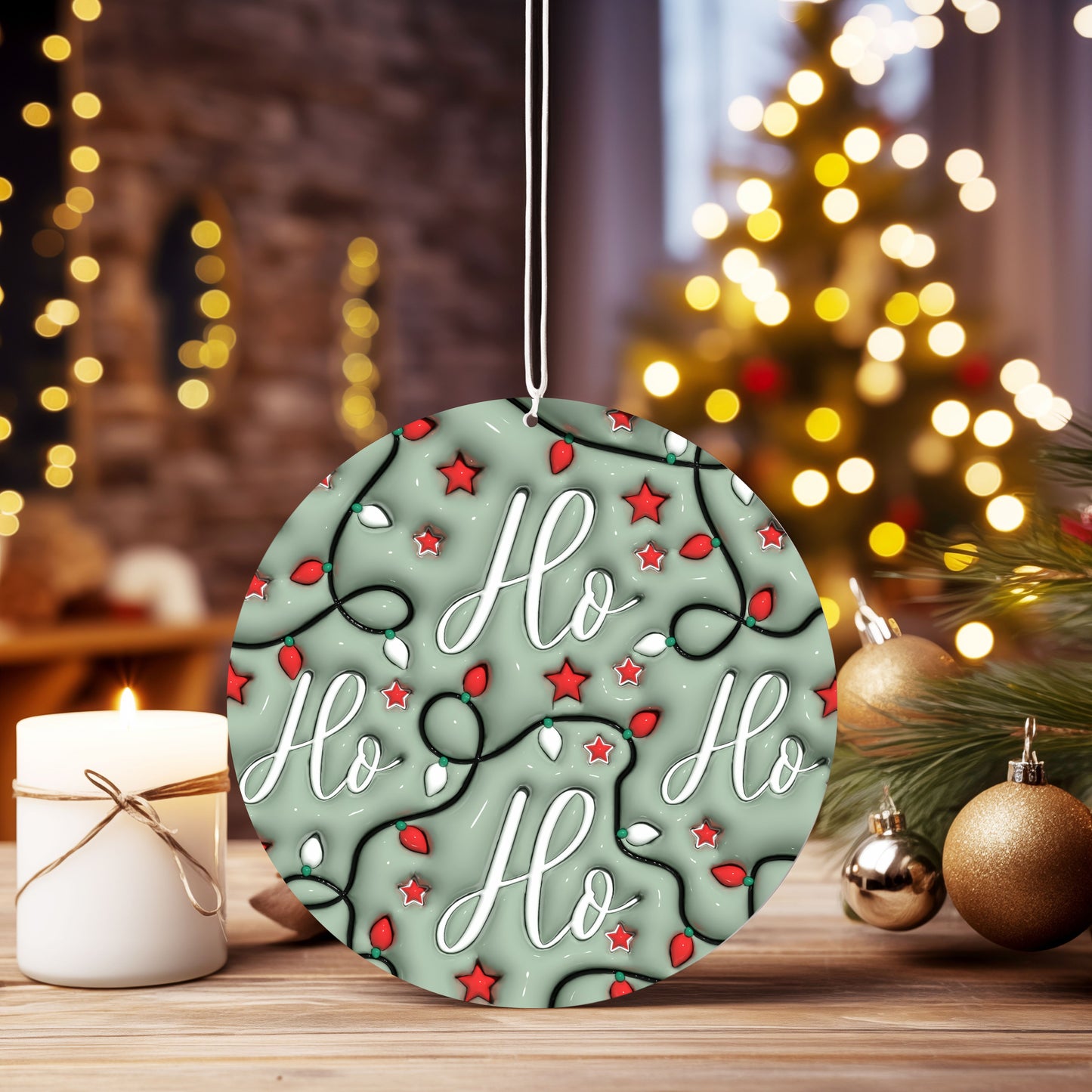 Christmas Ornament Green Ho Ho Ho