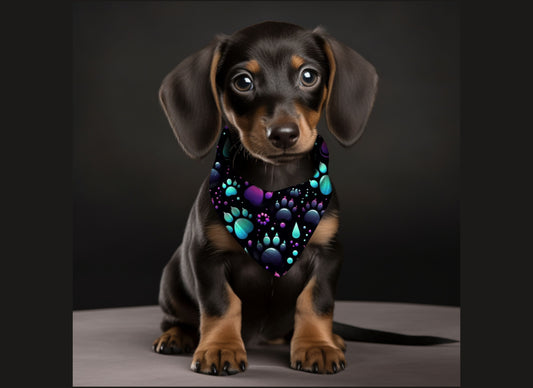 Dog Bandanas-Puppy Paws  Multi