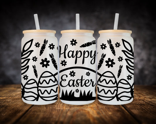 Glass Can- Easter Themed