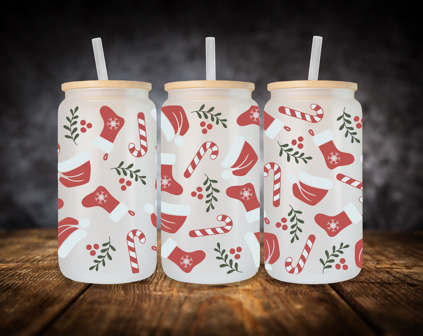 Glass Can- Christmas Designs