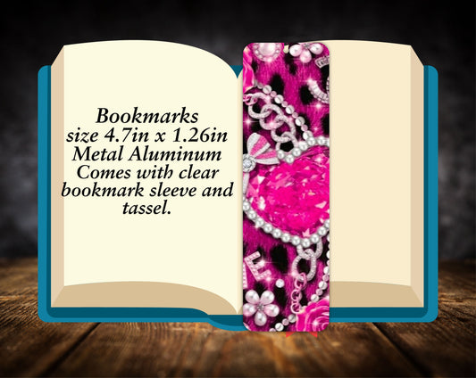 Bookmark- Pink Heart Bling