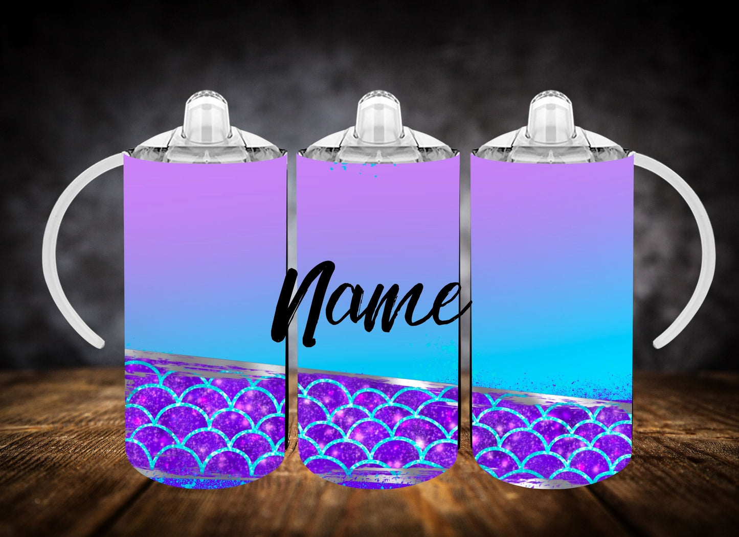 Sippy Cup-Mermaid Print W/Name