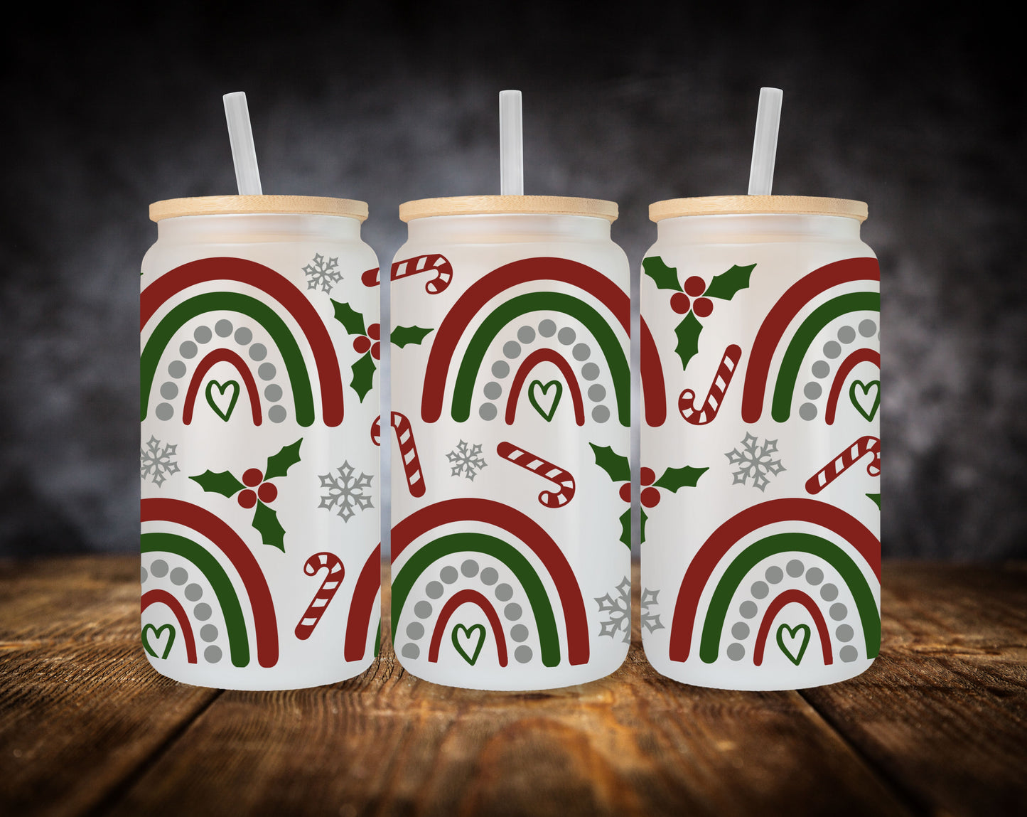 Glass Can- Christmas Designs