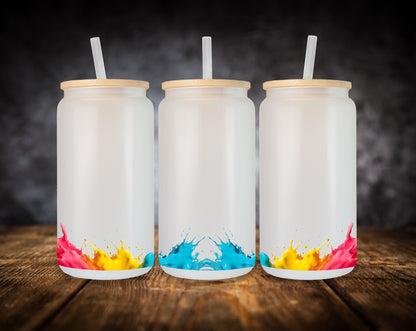 Fondos de salpicaduras de colores para latas de vidrio