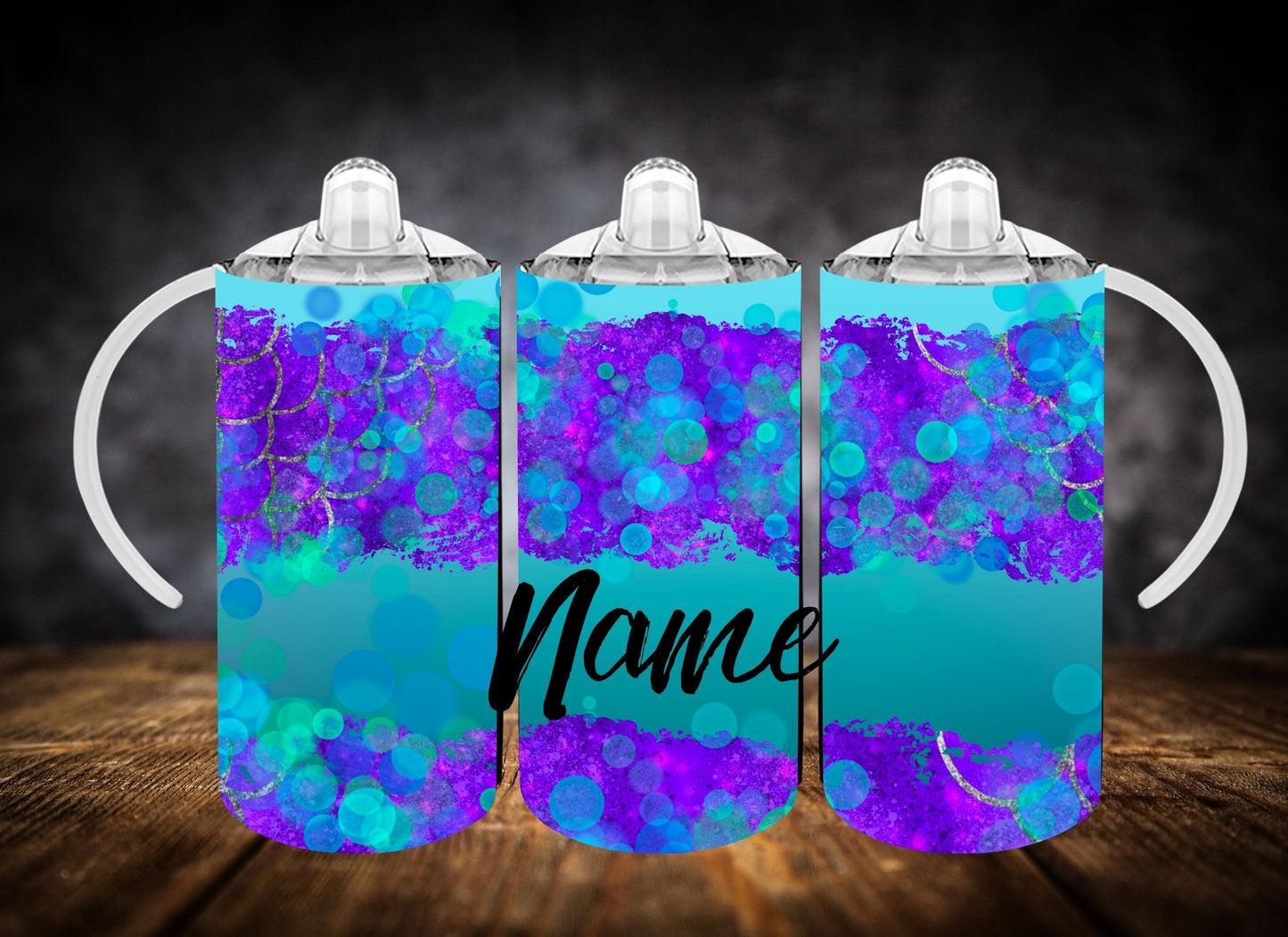 Sippy Cup-Mermaid Print W/Name