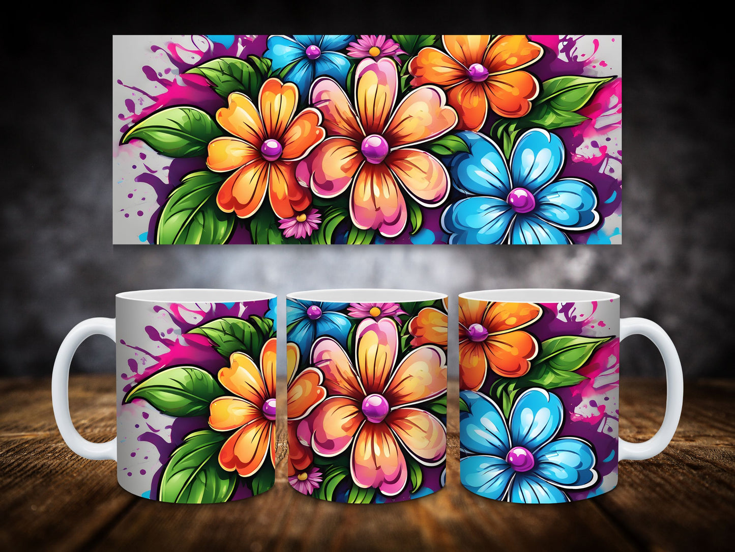 Coffee Mugs-Colorful Flowers