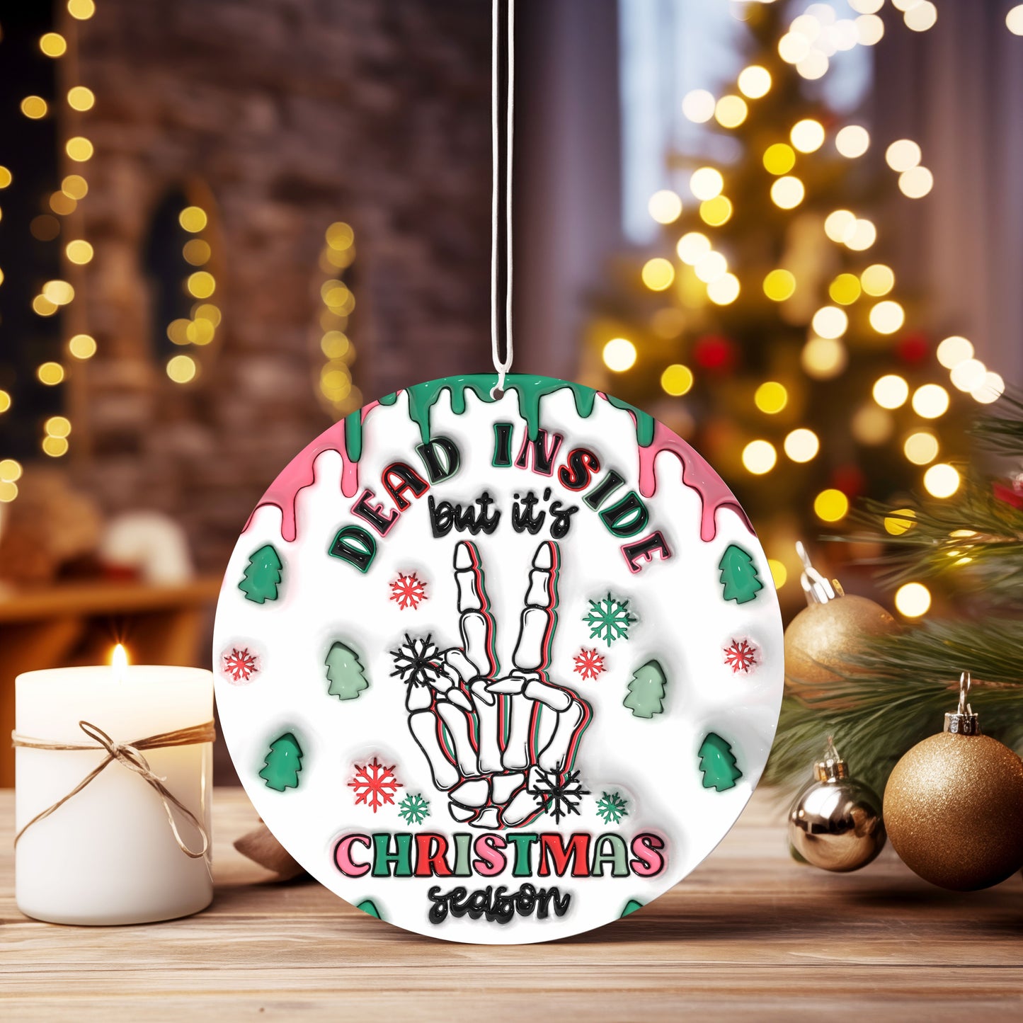 Christmas Ornament Skeleton Dead Inside