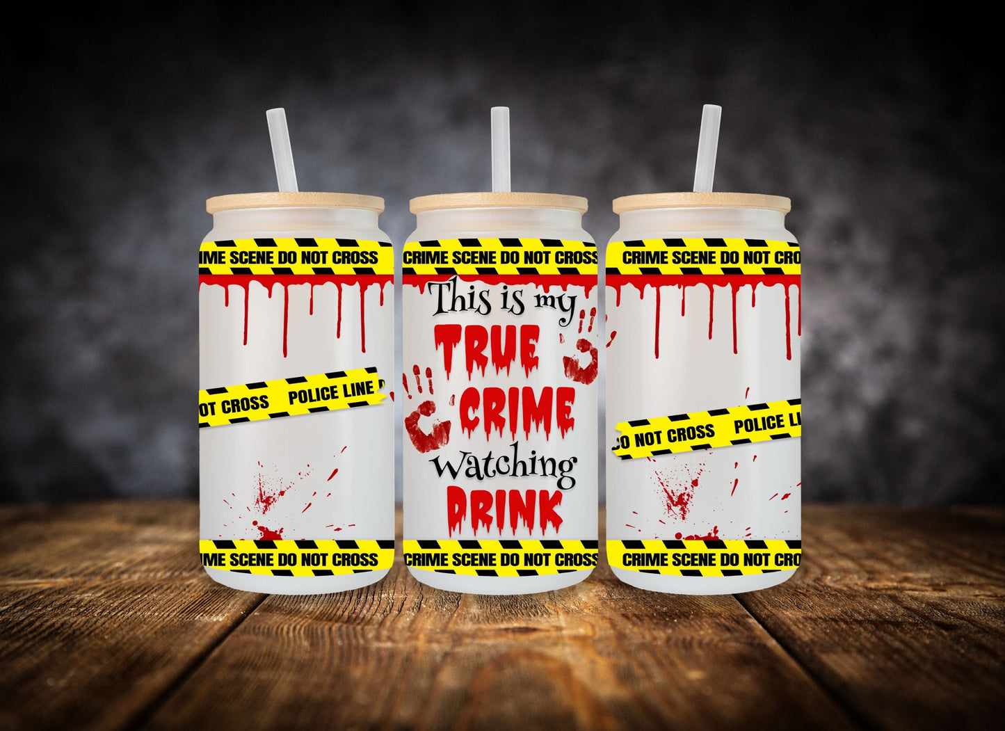 Glass Can Crime Scene Tumbler