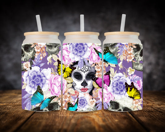 Glass Can- Sugar Skulls