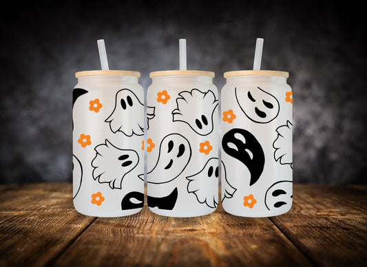 Glass Can Spooky Cute Ghosts