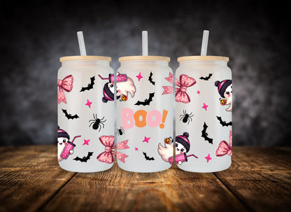Glass Can Boo! Pink Bows