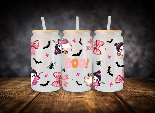 Glass Can Boo! Pink Bows