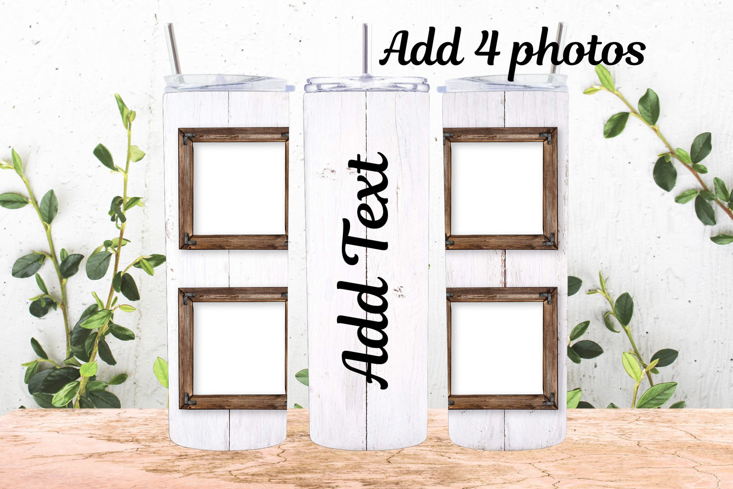 20oz Photo Tumbler White Wood W/Name 4
