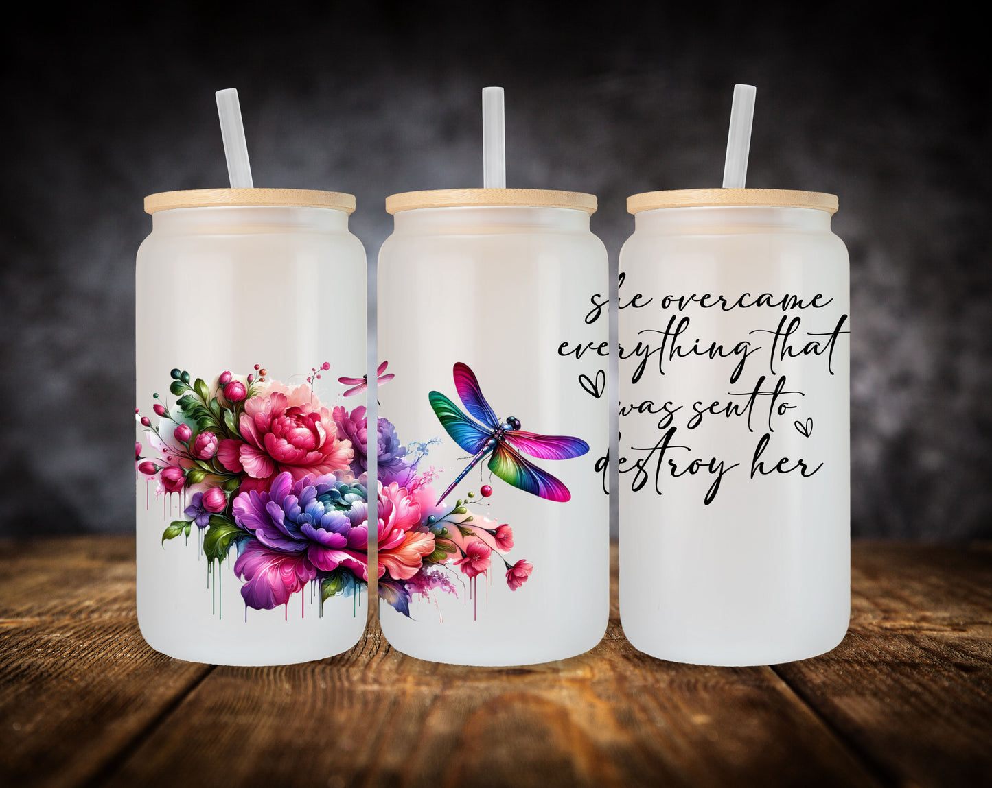 Glass Can- Dragonfly-She Overcame