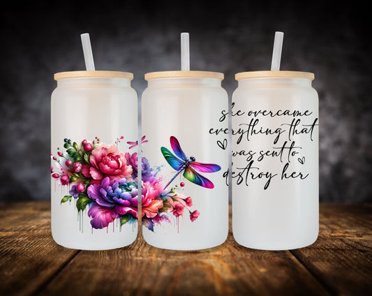 Glass Can- Dragonfly-She Overcame
