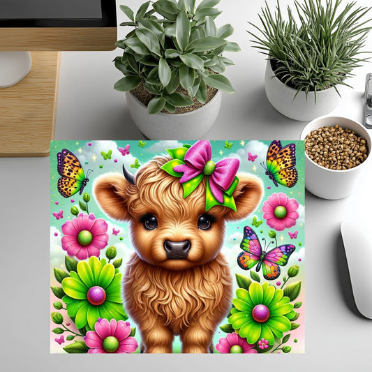 Mouse Pad- Highland Cow-Green