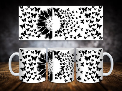 Coffee Mugs Butterfly Sunflower
