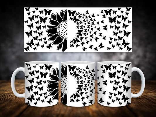 Coffee Mugs Butterfly Sunflower