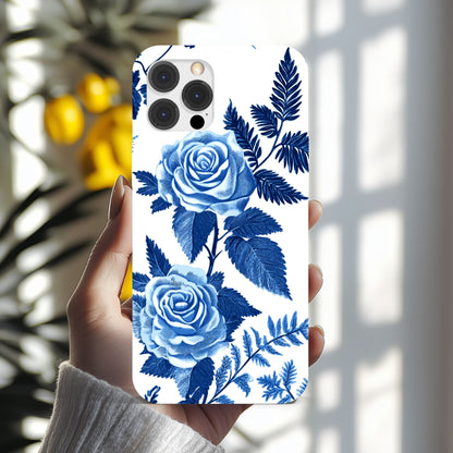 iPhone Case Blue Toile Flowers