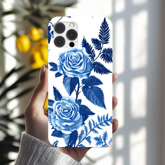 iPhone Case Blue Toile Flowers
