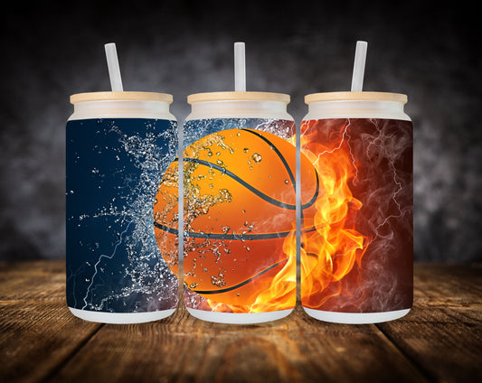 Glass Can-Basketball with Flames