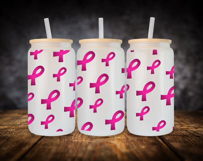 Glass Can-Pink Ribbon Awareness