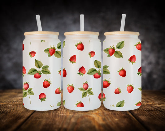 Glass Can- Strawberries