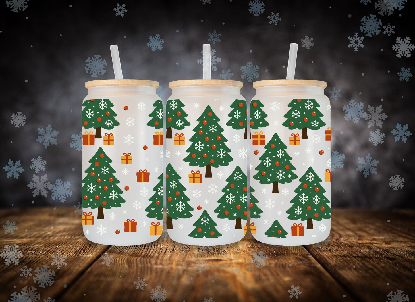 Glass Can Christmas Tree and Gifts