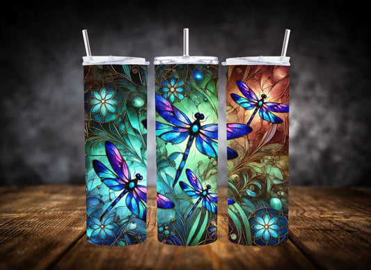 20oz Tumbler Blue Dragonfly