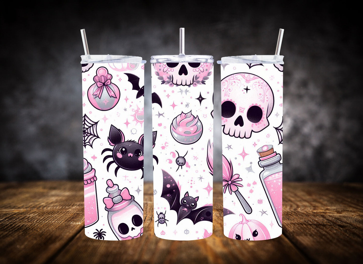 20oz Tumbler Pink Spooky Halloween Potions