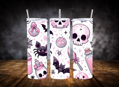 20oz Tumbler Pink Spooky Halloween Potions